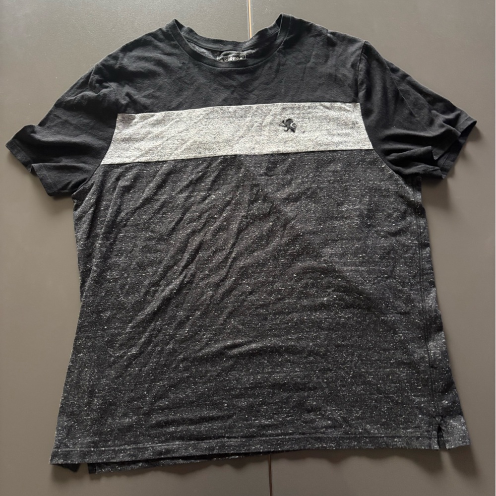 Express Black and Gray Speckled Tee
